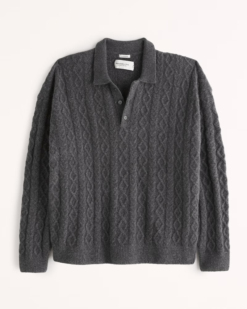 Oversized Long-Sleeve Sweater Polo | Abercrombie & Fitch (US)