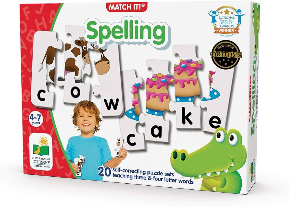 The Learning Journey: Match It! - Spelling - 20 Piece Self-Correcting Spelling Puzzle for Three a... | Amazon (US)