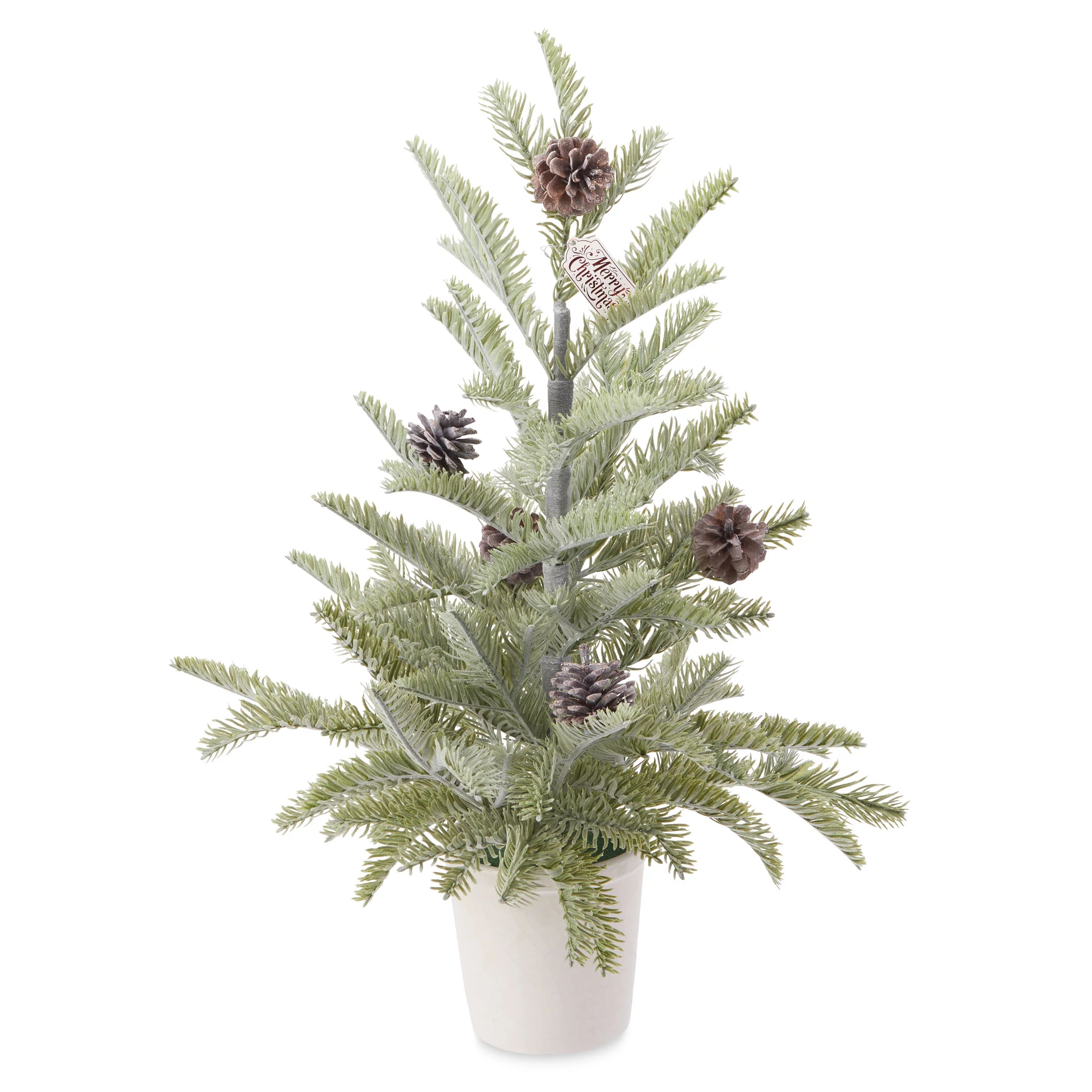Holiday Time Pine Tree With Cream Base, 24-inch | Walmart (US)