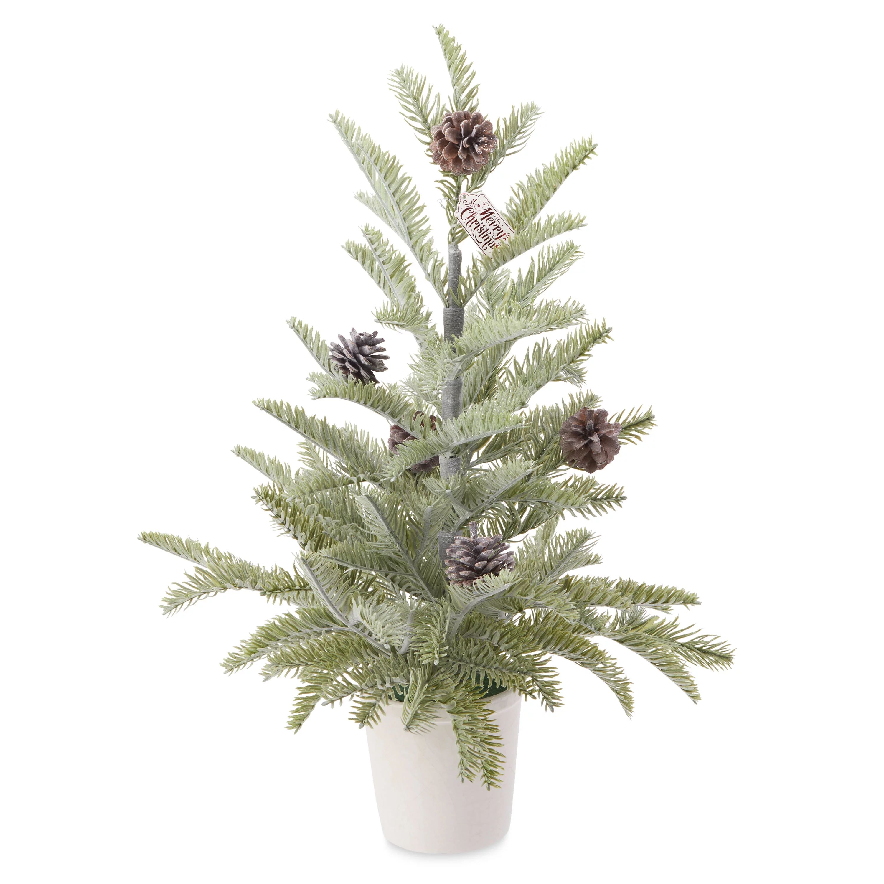 Holiday Time Pine Tree With Cream Base, 24-inch - Walmart.com | Walmart (US)