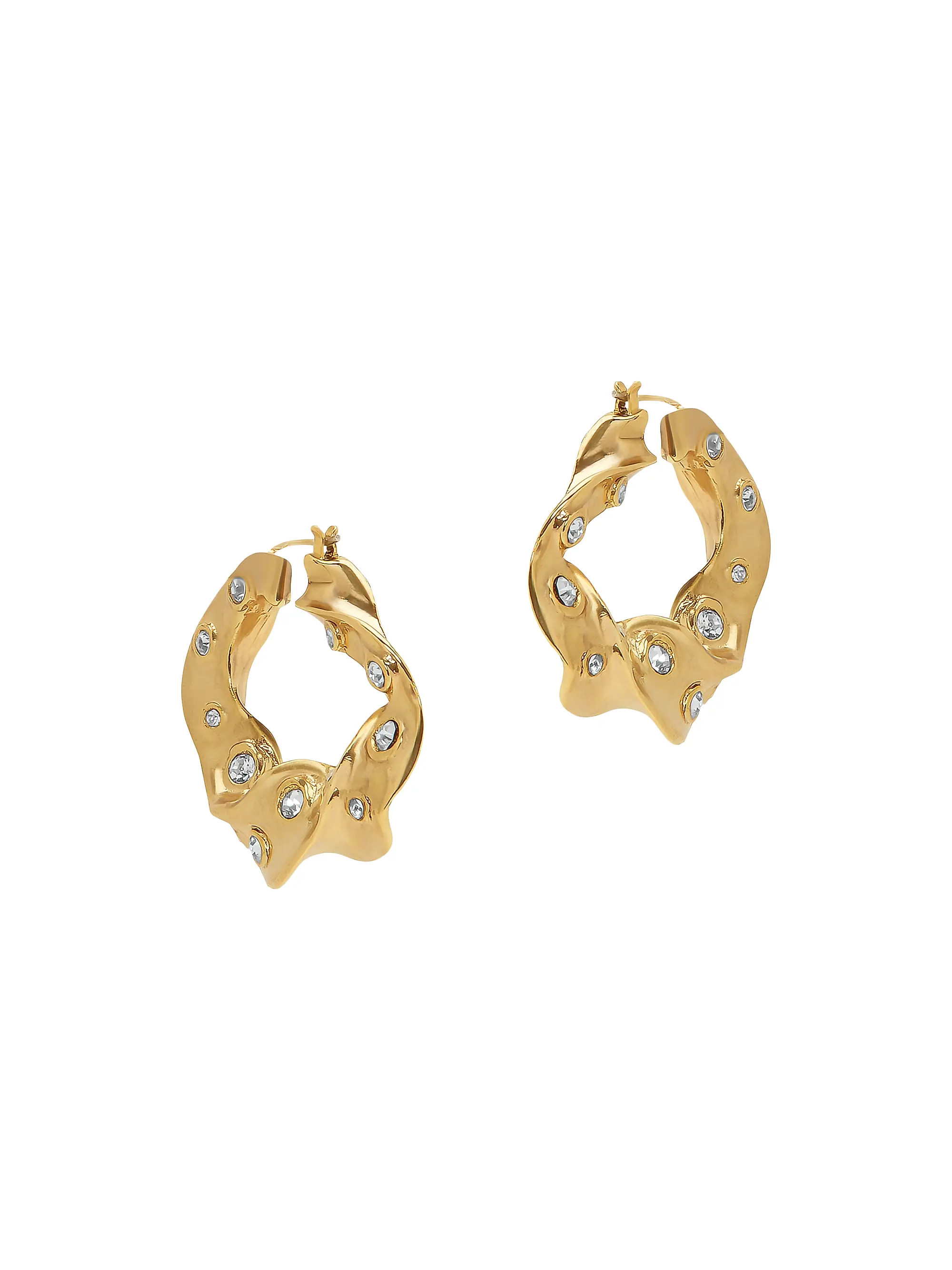 Goldtone & Glass Crystal Hoop Earrings | Saks Fifth Avenue