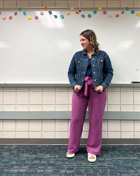 These pants and their cheerful color just made the outfit today! 

I’m in a large  

#LTKworkwear #LTKfindsunder50 #LTKmidsize