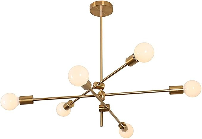 MOERUN Chandelier Pendant Lighting Brushed Bronze Finish Fixture Hanging Lamp Flush Mount with 6 ... | Amazon (US)