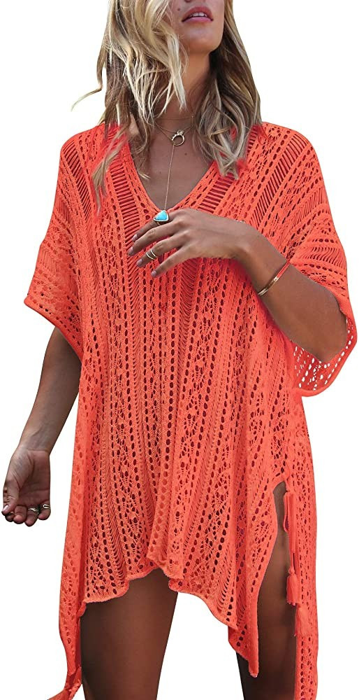 Wander Agio Beach Swimsuit for Women Sleeve Coverups Bikini Cover Up Net | Amazon (US)