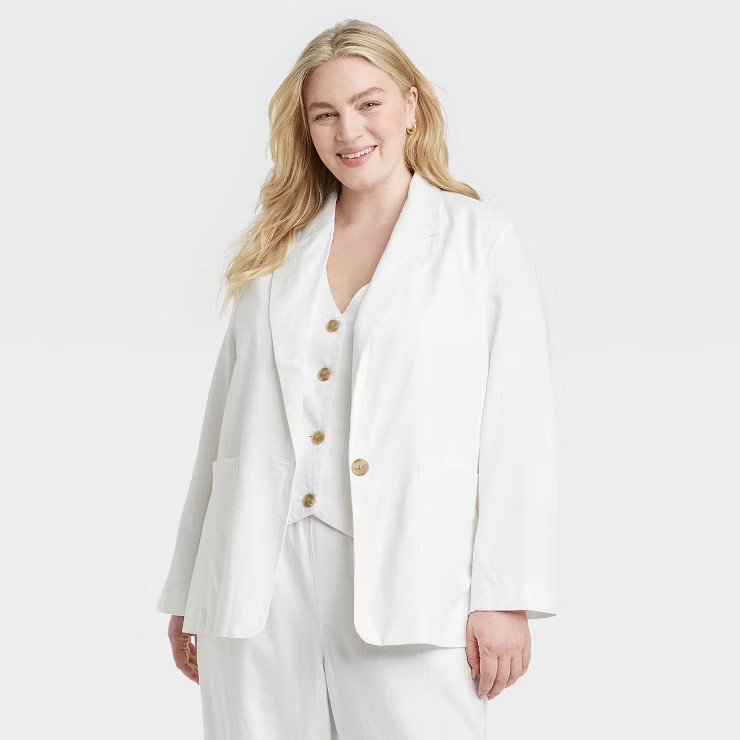 Women's Linen Relaxed Fit Spring Blazer - A New Day | Target