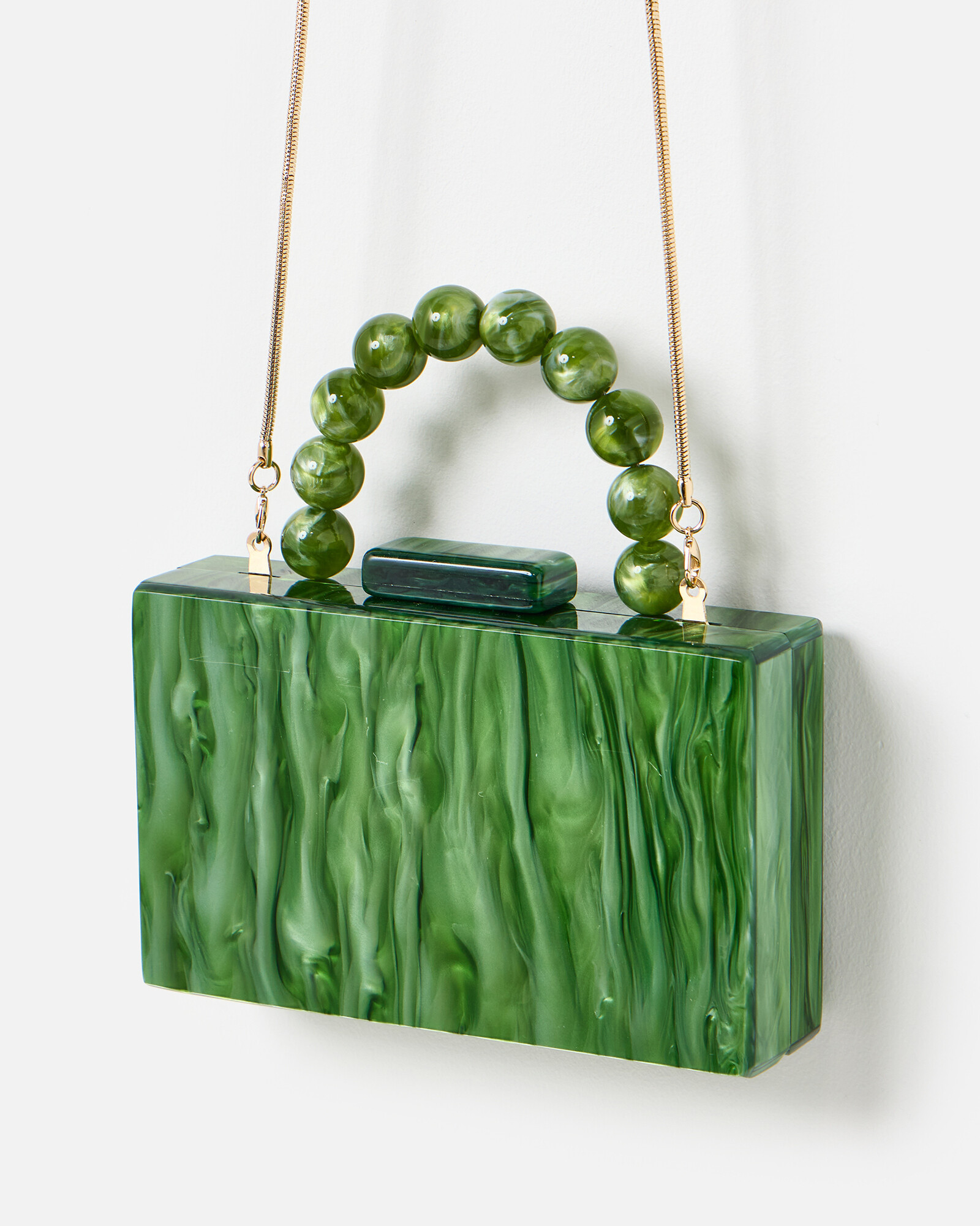 Green Marbled Box Clutch Bag | Oliver Bonas (Global)