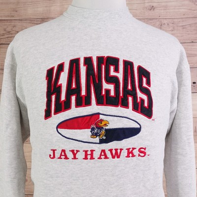 VINTAGE KANSAS JAYHAWKS KU EMBROIDERED USA MADE 90s CREW NECK SWEATSHIRT SIZE XL  | eBay | eBay US