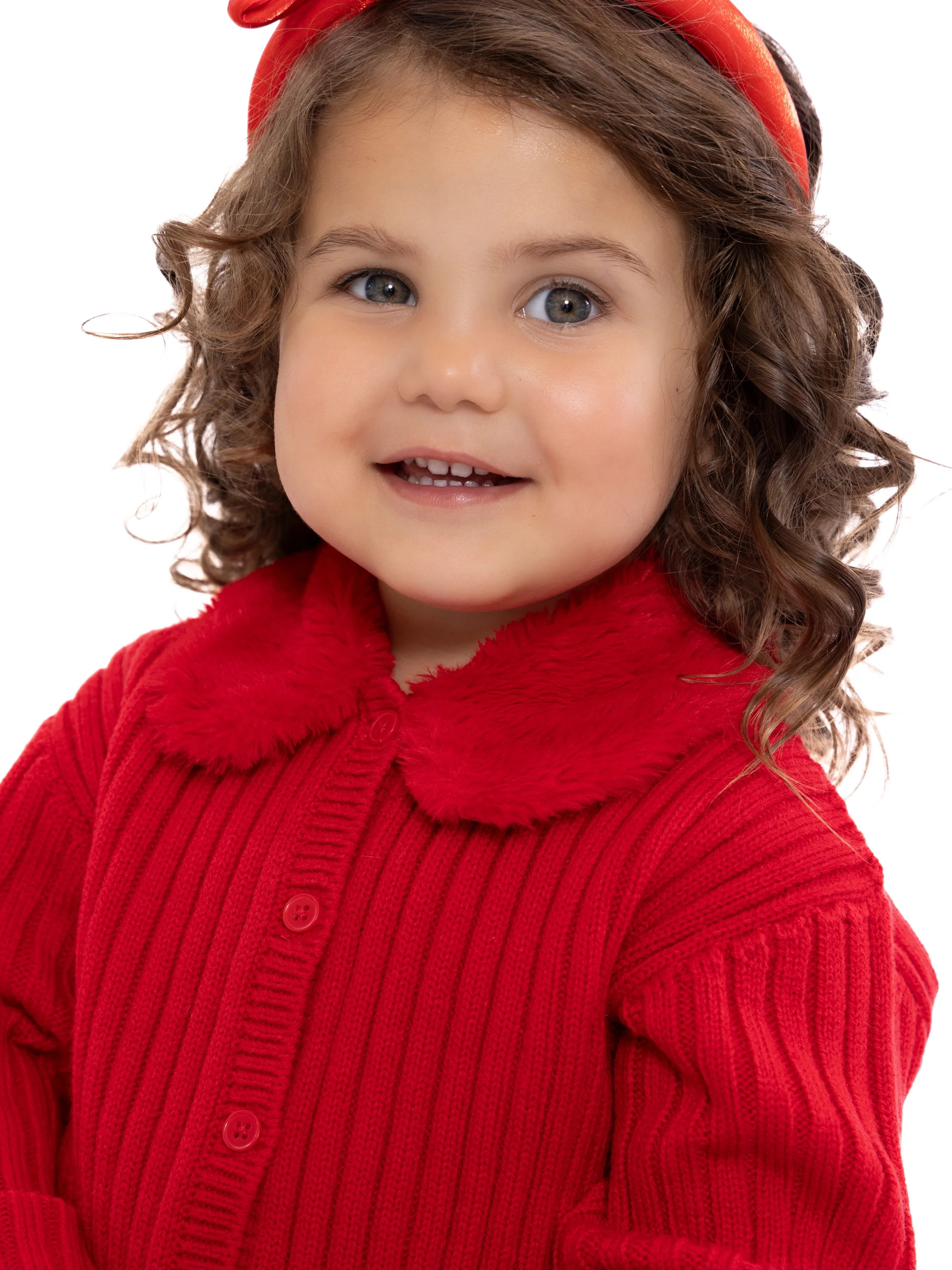 Wonder Nation Toddler Girls Cardigan Sweater with Faux Fur Collar, Lightweight, Sizes 12M-5T | Walmart (US)