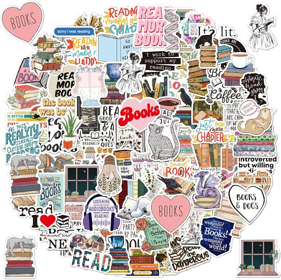 100pcs Book Stickers for Bookish Book Lover Reading Stickers Booktok Stickers for Water Bottle La... | Amazon (US)
