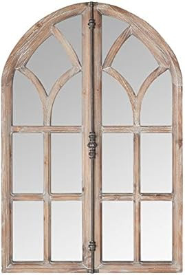Stone & Beam Vintage Farmhouse Wooden Arched Multipanel Mantel Mirror, 36"H, Dark Stain | Amazon (US)