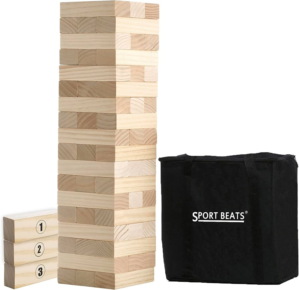 Outdoor Games Large Tower Game 54 Blocks Stacking Game - Includes Carry Bag and Scoreboard | Amazon (US)