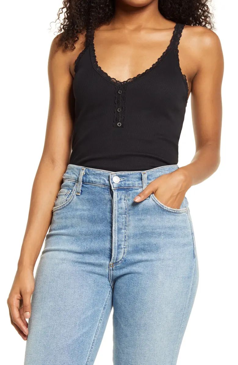 Lena Stretch Organic Cotton Lace Cami | Nordstrom