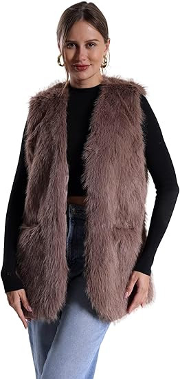 Women's Faux Rabbit Fur Vest Jacket Waistcoat Coat Winter V Neck Sleeveless Fluffy Warm Fake Fur ... | Amazon (UK)