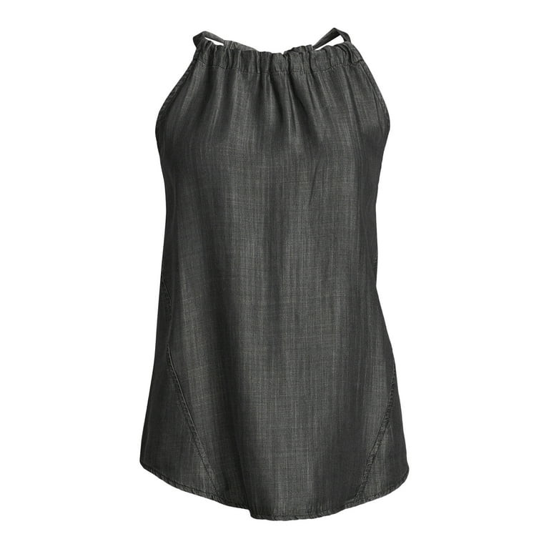 Time and Tru Women's Halter Top with Tie Back | Walmart (US)