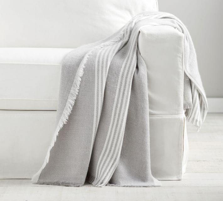 Clover Striped Fringe Throws | Pottery Barn (US)