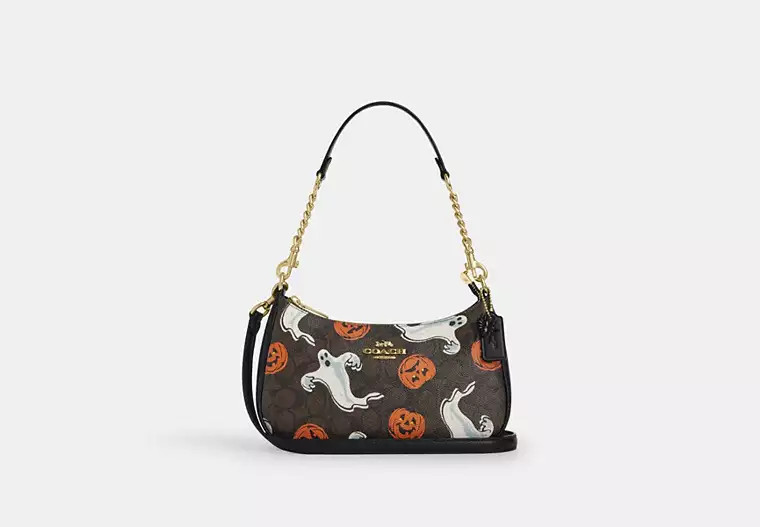 Teri Shoulder Bag In Signature Canvas With Halloween Print | Coach Outlet US