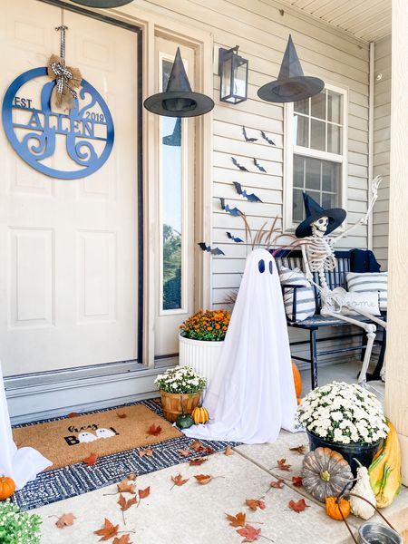 Halloween front porch // fall front porch // outdoor decor // diy ghost

#LTKhome #LTKHalloween #LTKSeasonal