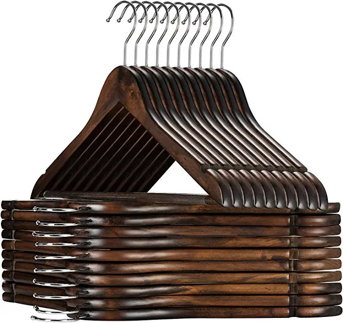 High-Grade Wooden Suit Hangers with Non Slip Pants Bar Smooth Finish Solid Wood Coat Hanger 360°... | Amazon (US)