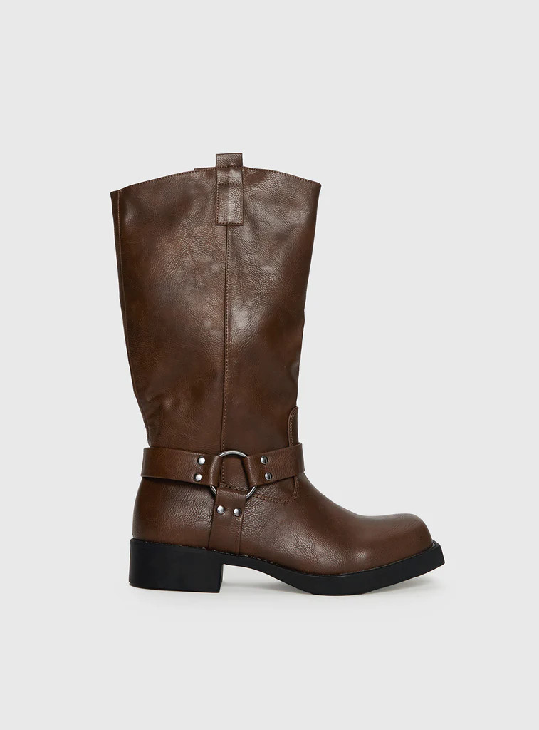 Wrecked Western Boots Brown | Princess Polly US