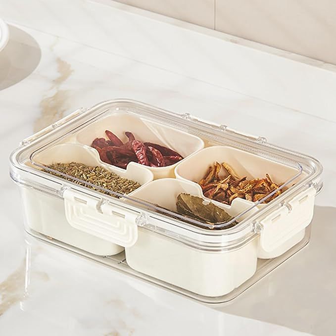 Plastic Divided Serving Tray with Lid and Handle Snack Box Charcuterie Container Portable Snack P... | Amazon (US)