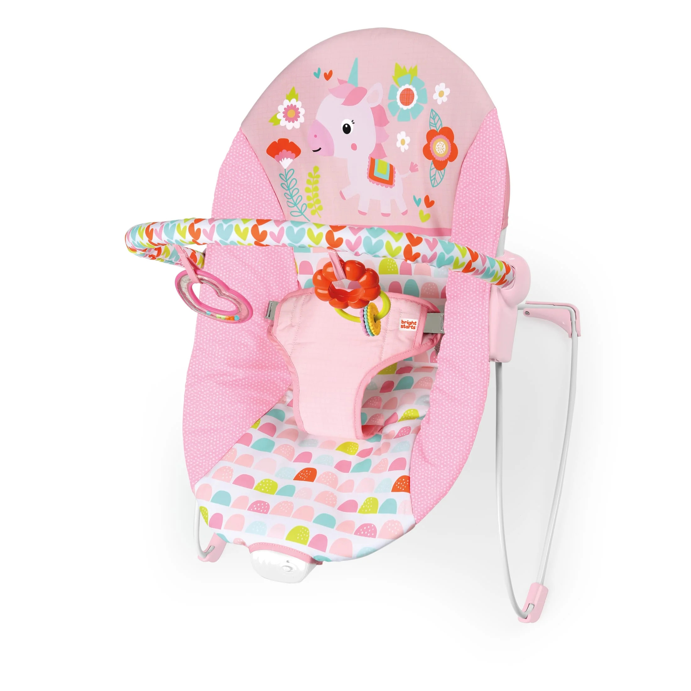 Bright Starts Vibrating Infant Baby Bouncer with Toys, Fantasy Unicorn | Walmart (US)