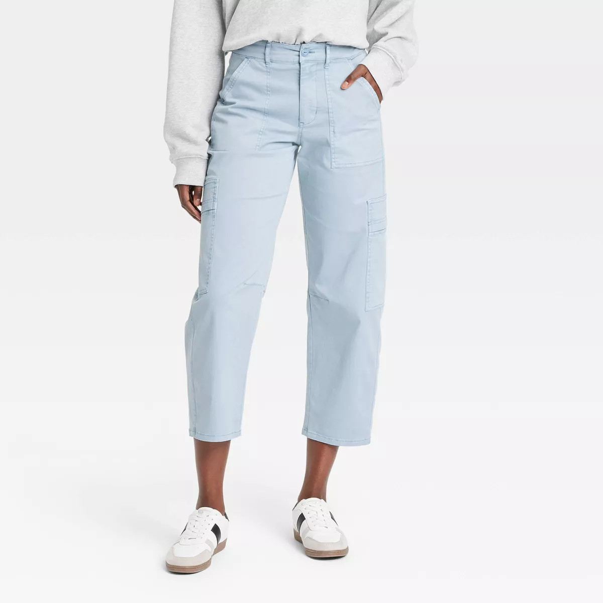 Women's Mid-Rise Barrel Leg Cargo Pants - Universal Thread™ Green Camo 30 | Target