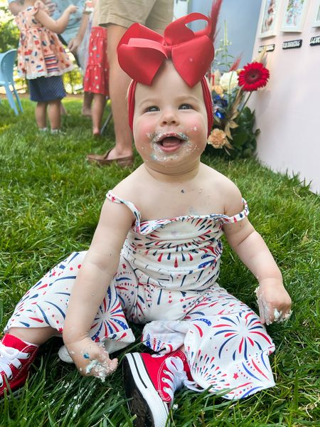 One little firecracker! Our sweet Margot! 

Patriotic outfit, baby July 4th, patriotic first birthday party, red white and blue 

#LTKSeasonal #LTKbaby #LTKunder50