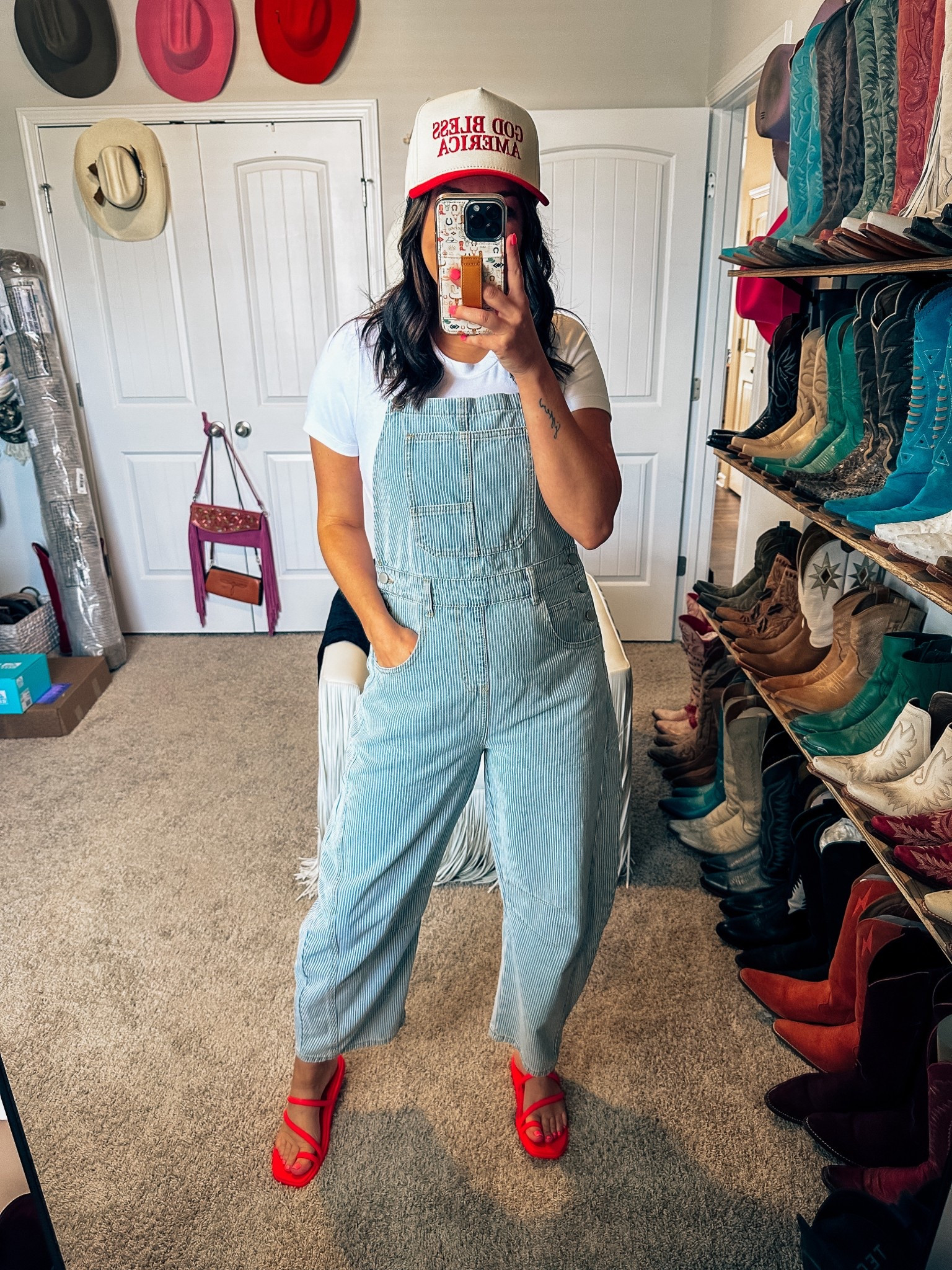 Red white and blue outfit America, USA, July 4 outfit, overalls, denim sandals, summer outfit, travel, casual outfit, white bodysuit, Amazon finds

#LTKFindsUnder50 #LTKTravel #LTKStyleTip