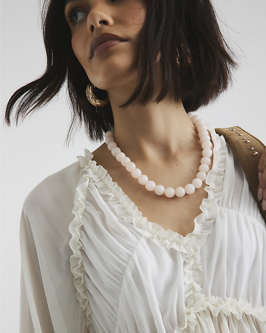 Pink Natural Stone Beaded Necklace | River Island UK & IE