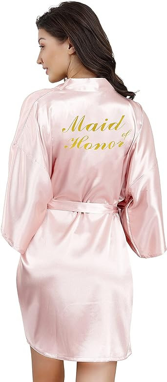 EPLAZA Bride Bridesmaid Robes for Wedding Bridal Party Women Short Solid Color Silky Satin Robe K... | Amazon (US)