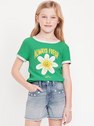 Fitted Ribbed Graphic T-Shirt for Girls | Old Navy (US)