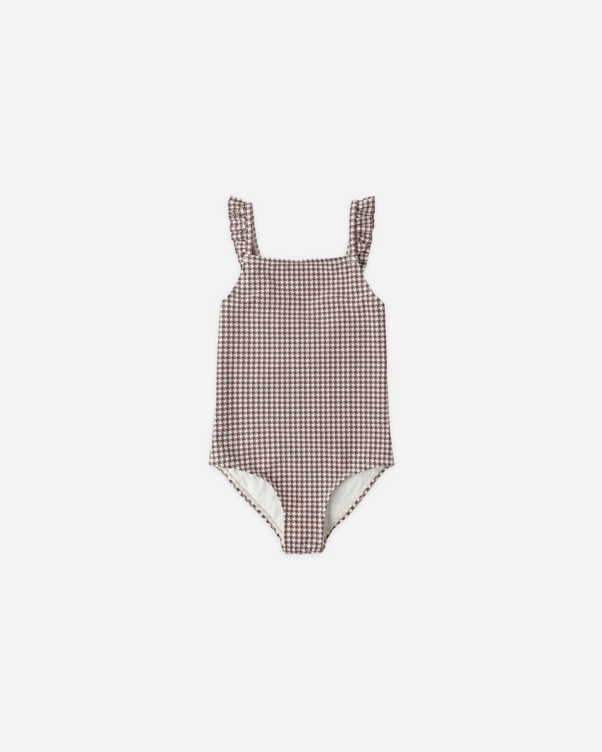 Positano One-Piece Chocolate Houndstooth | Rylee + Cru