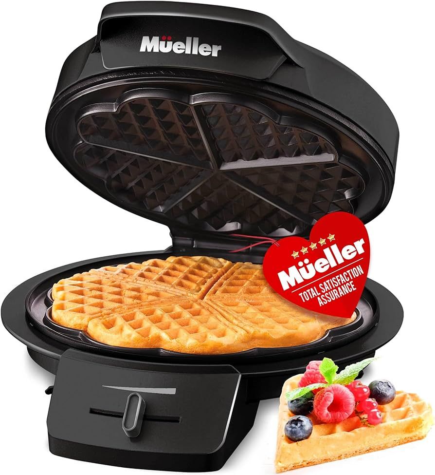 Mueller Heart Waffle Maker, 5 Belgian Waffle Iron, Adjustable Browning Control, Cool Touch Handle... | Amazon (US)