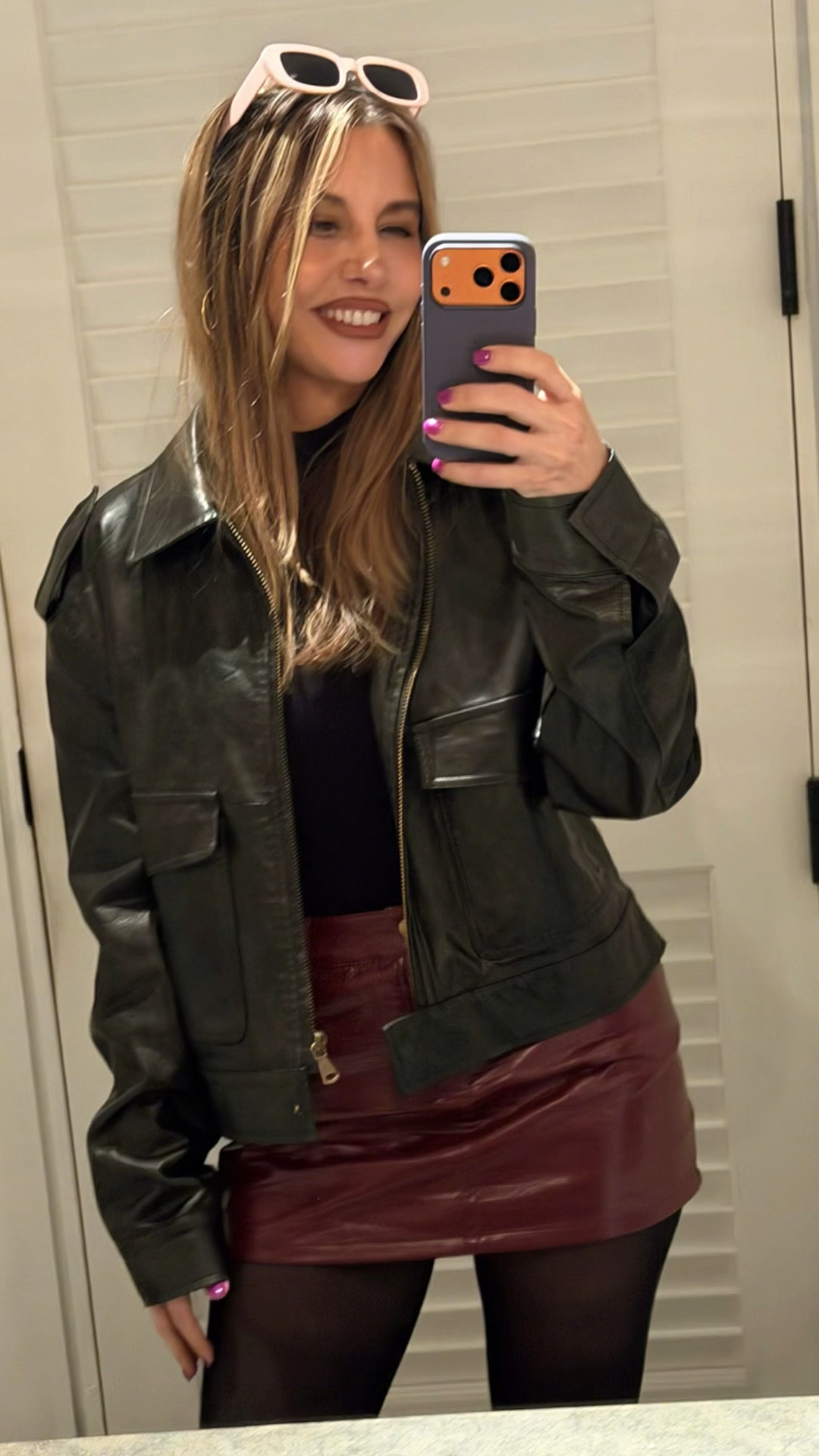 Valentines 💘 Galentines Outfit inspo! Everything true to size! I’m in small in skirt and bomber jacket! Size medium in tights and bodysuit! 

#LTKValentine #LTKootd