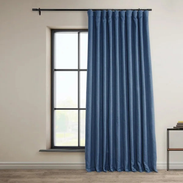 Ottis Textured Faux Linen Rod Pocket Room Darkening Curtains for Bedroom & Living Room Curtains -... | Wayfair North America