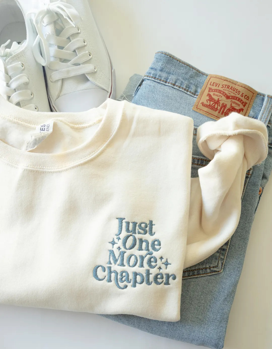 Just One More Chapter Embroidered Crew - Cozy Book Lover Crew - Bookish Sweatshirt - Reader Aesth... | Etsy (US)