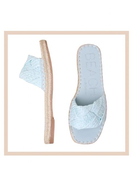 Aqua raffia slide on sandals 

#LTKshoecrush #LTKstyletip #LTKfindsunder100