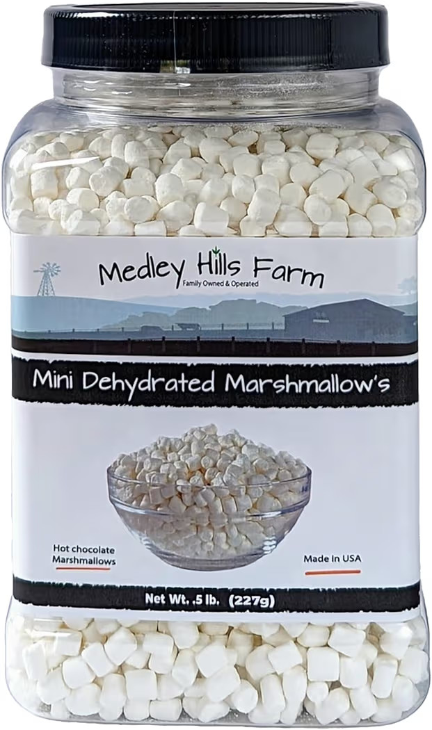 Vanilla mini dehydrated marshmallows in Reusable Container by Medley hills farm - mini marshmallo... | Amazon (US)