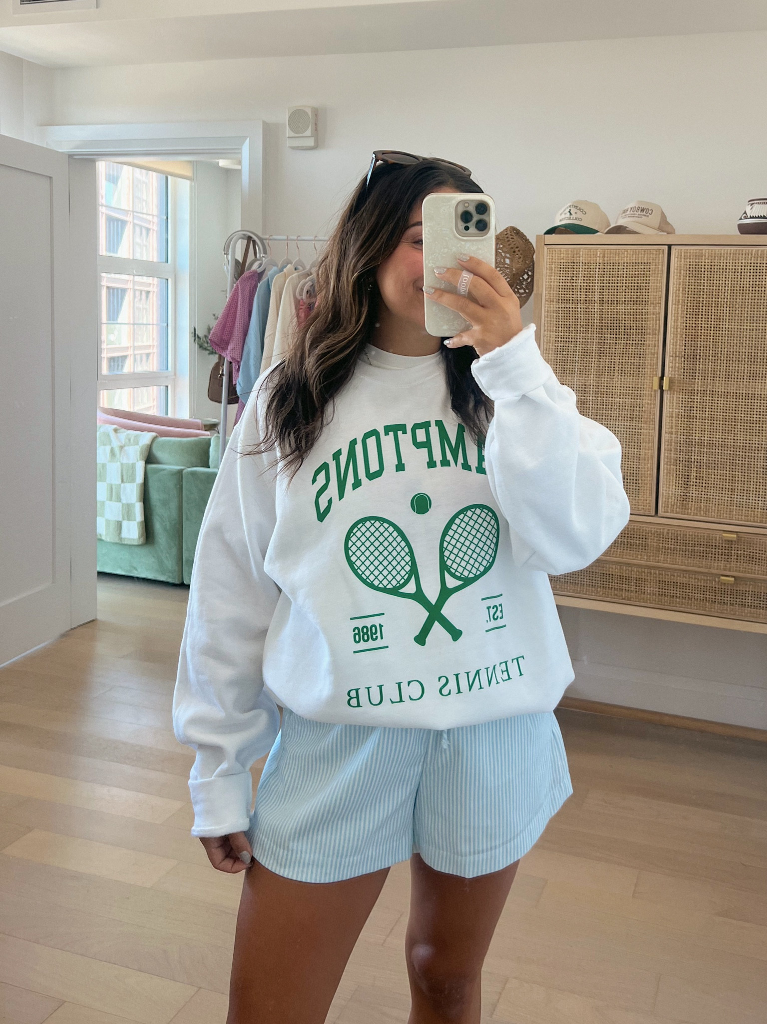 Found the cutest graphic tennis sweater, from Amazon it’s SO SOFT & comfy. Paired it with little linen shorts (I have a few diff colors of these & love them). Sized up in the sweater to an L, wearing an M in the shorts

#LTKSaleAlert #LTKFindsUnder50 #LTKStyleTip