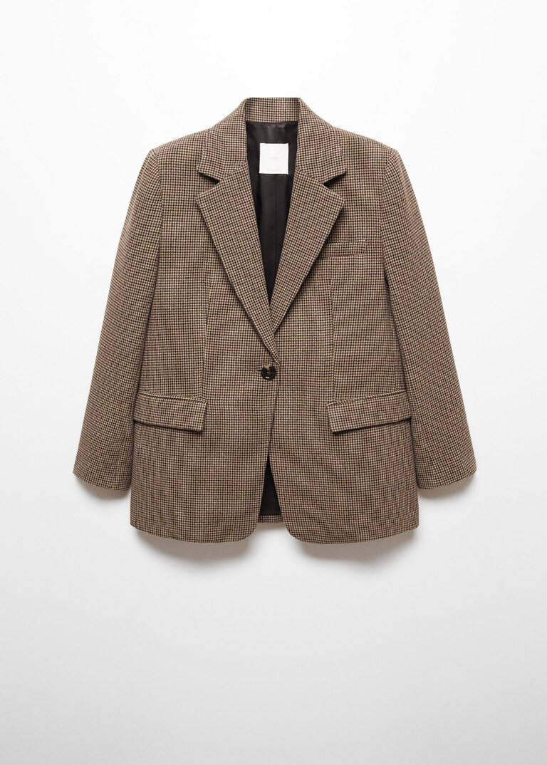 Lapels houndstooth suit blazer -  Women | Mango United Kingdom | MANGO (UK)