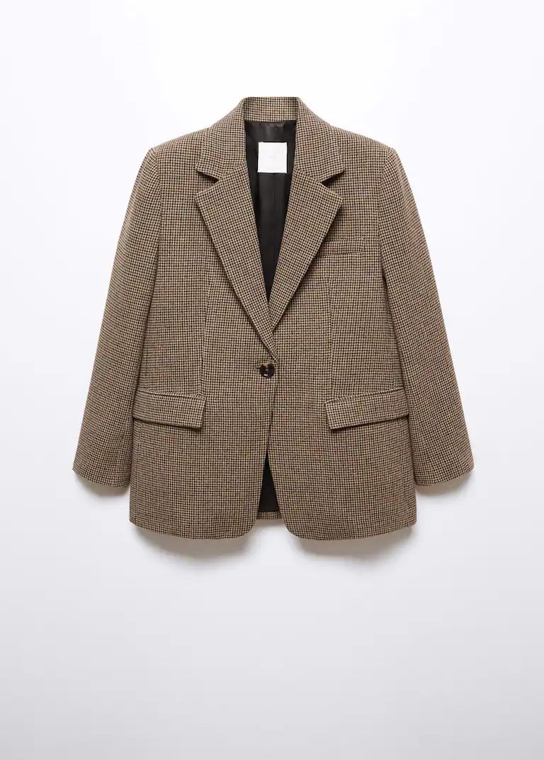 Lapels houndstooth suit blazer -  Women | Mango United Kingdom | MANGO (UK)