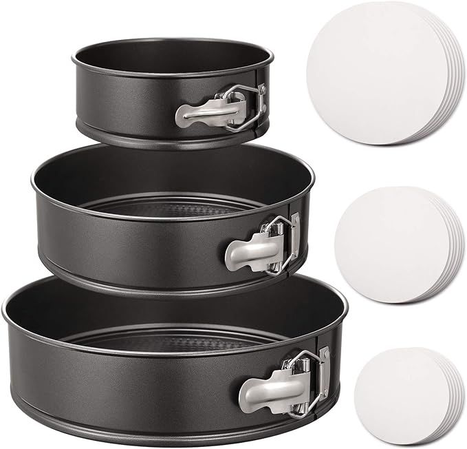 HIWARE Springform Pan Set of 3 Non-stick Cheesecake Pan, Leakproof Round Cake Pan Set Includes 3 ... | Amazon (US)