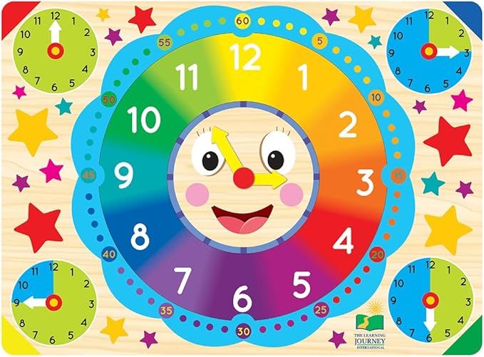 The Learning Journey: Lift & Learn Clock Puzzle - Pictures Underneath Each Piece - Alphabet and P... | Amazon (US)