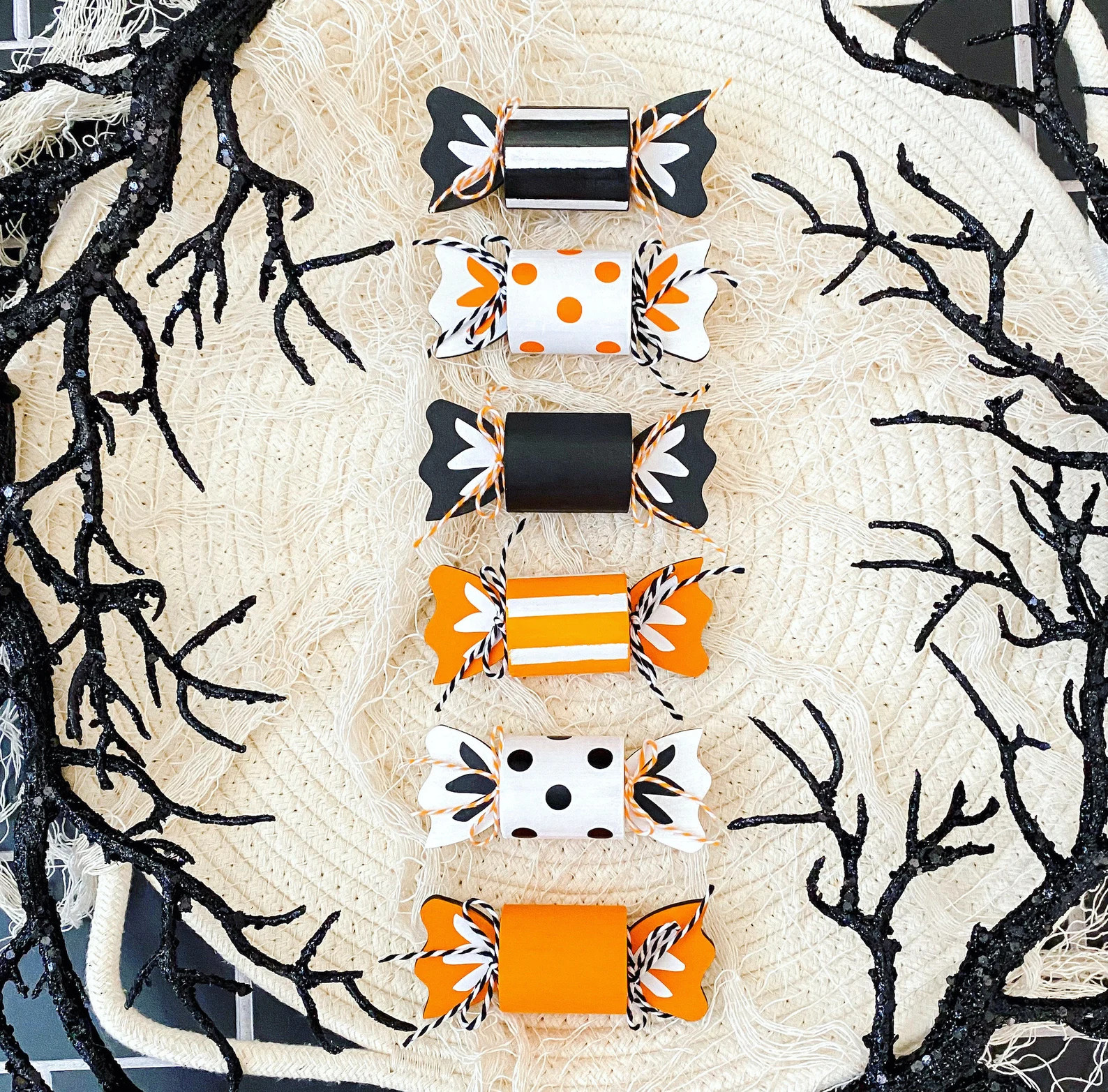 Wooden Halloween Candy, Faux Halloween Wooden Candy, Wooden Halloween Candy Decor, Halloween Tier... | Etsy (US)