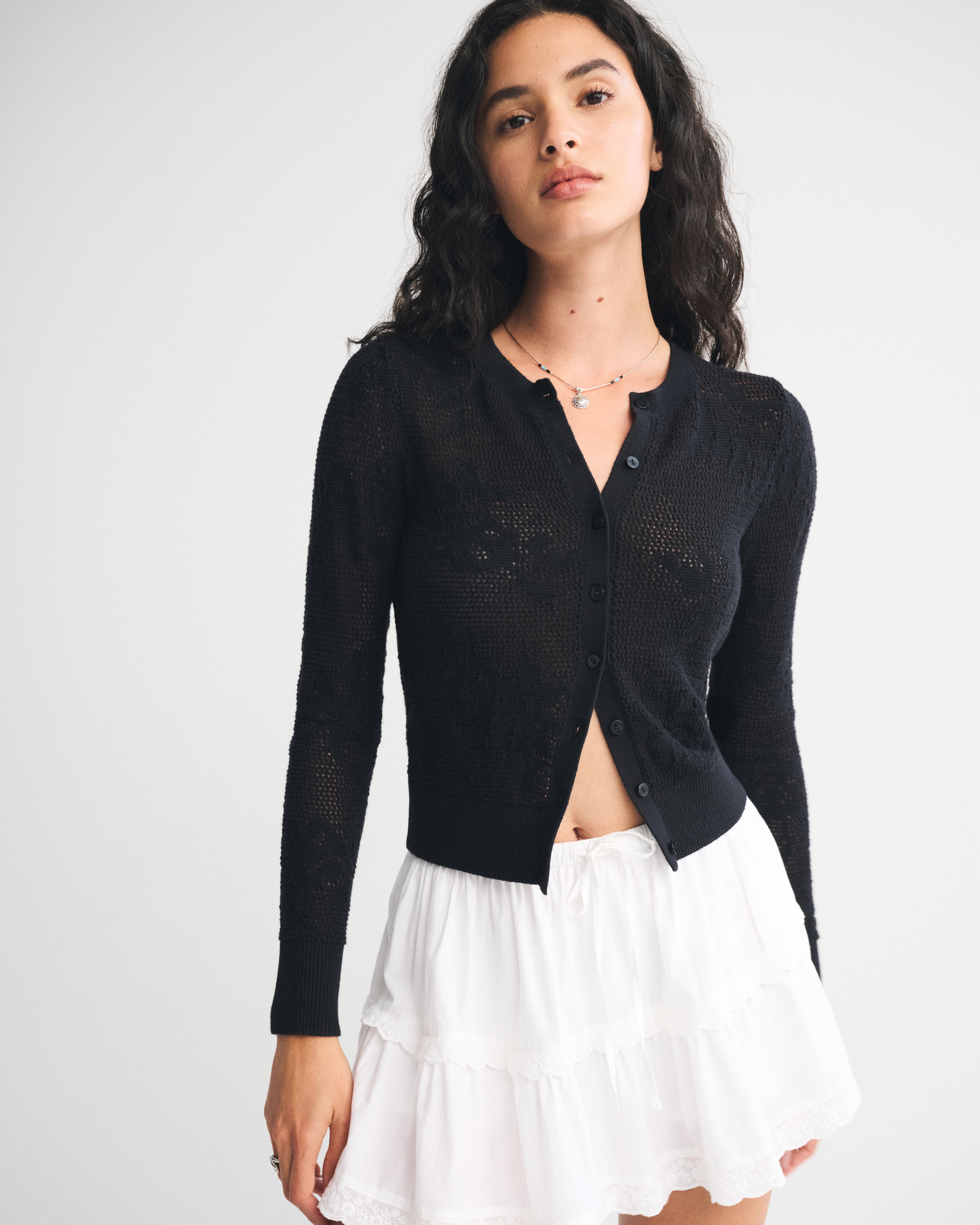 Floral Open-Stitch Cardigan | Abercrombie & Fitch (US)