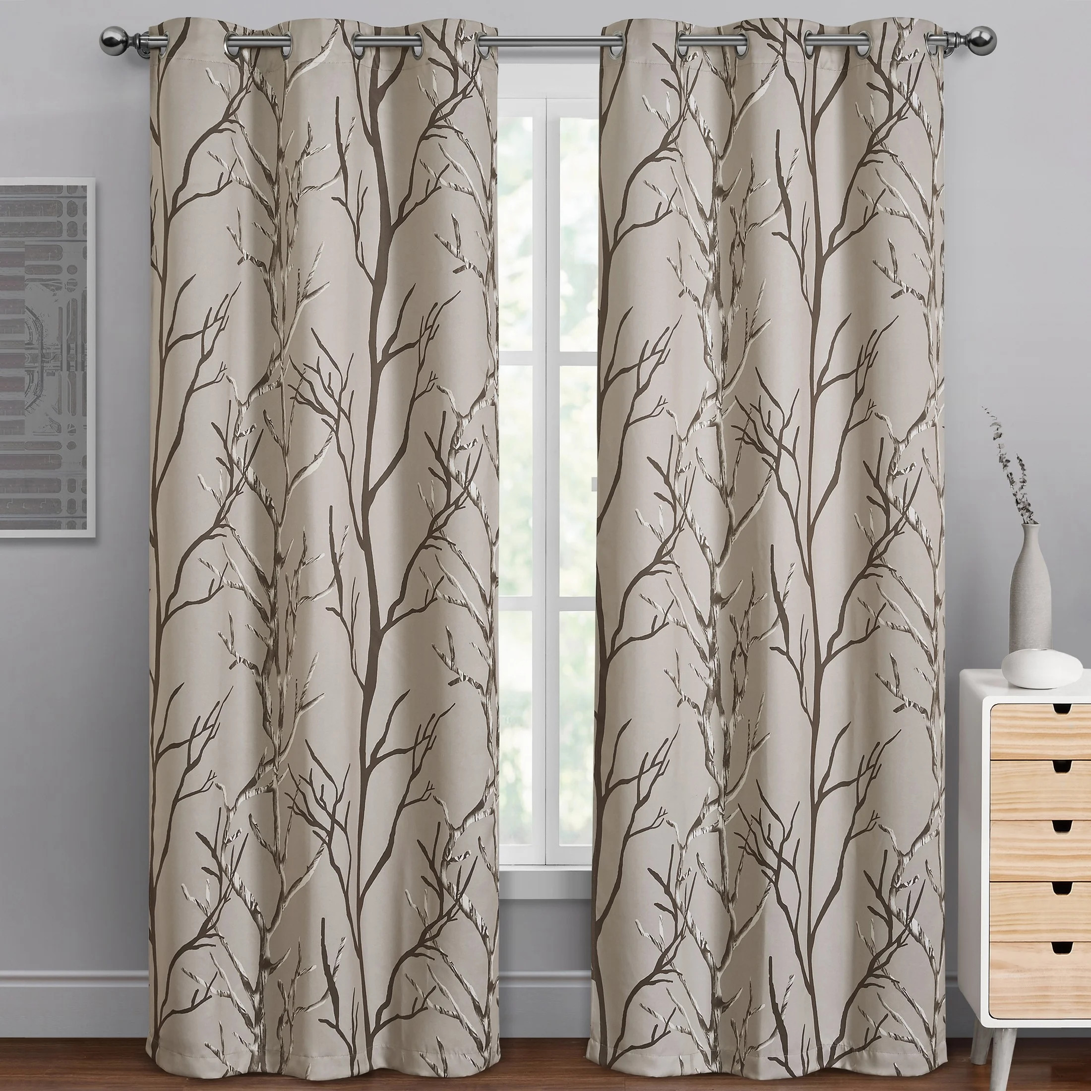 VCNY Home Kingdom Brown Branch Grommet Blackout Curtain, 40" x 84" | Walmart (US)