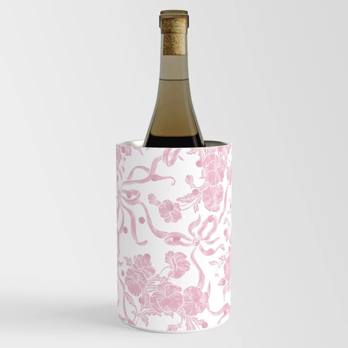 Vintage blush pink white bow floral polka dots Wine Chiller by Pink Water | Society6 | Society6