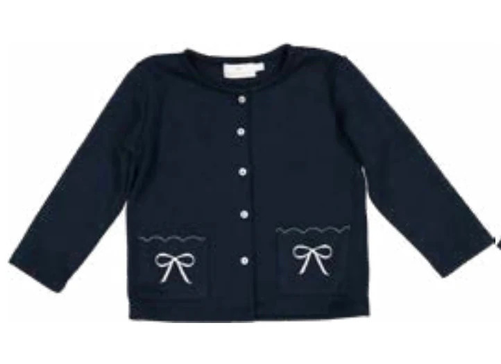 Sal & Pimenta Navy Pocket Bows Cardigan | Persnickety
