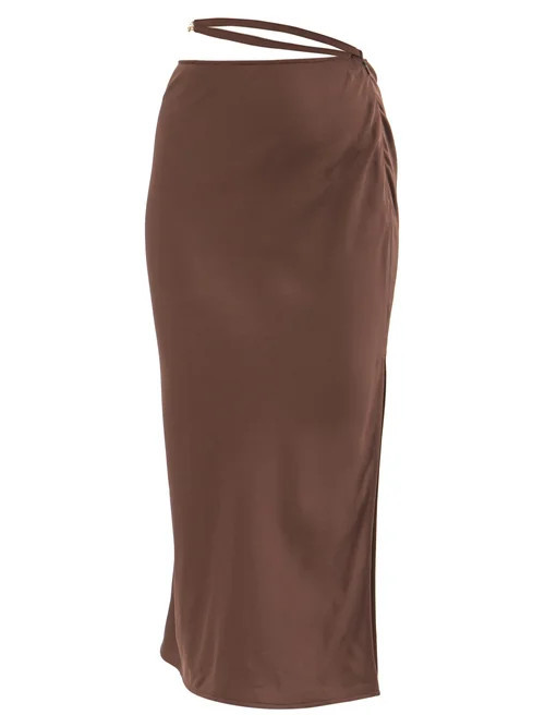 Jacquemus - La Jupe Notte Cut-out Satin Pencil Skirt - Womens - Brown | Matches (UK)