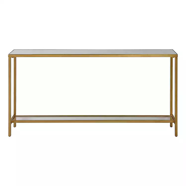 New! Gold Metal Mirrored Top Slim Console Table | Kirkland's Home